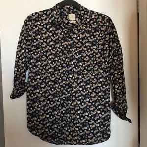 Gap Cotton Poplin Fitted Floral Boyfriend Shirt